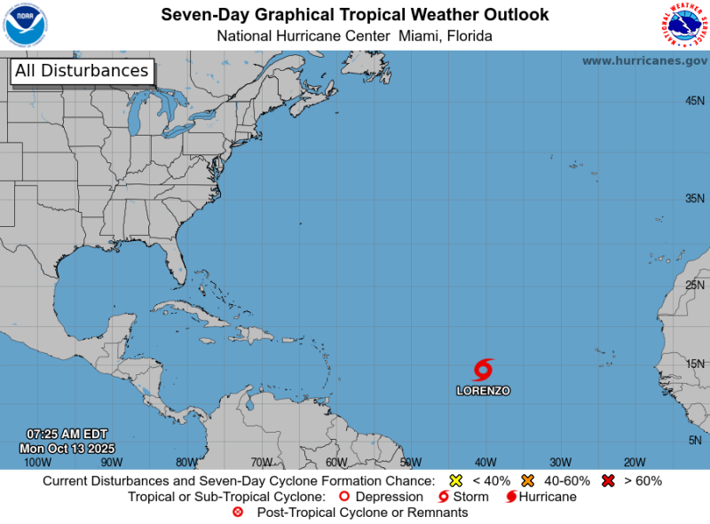 Se forma la tormenta tropical Lorenzo; Indomet pronostica lluvias en algunas provincias